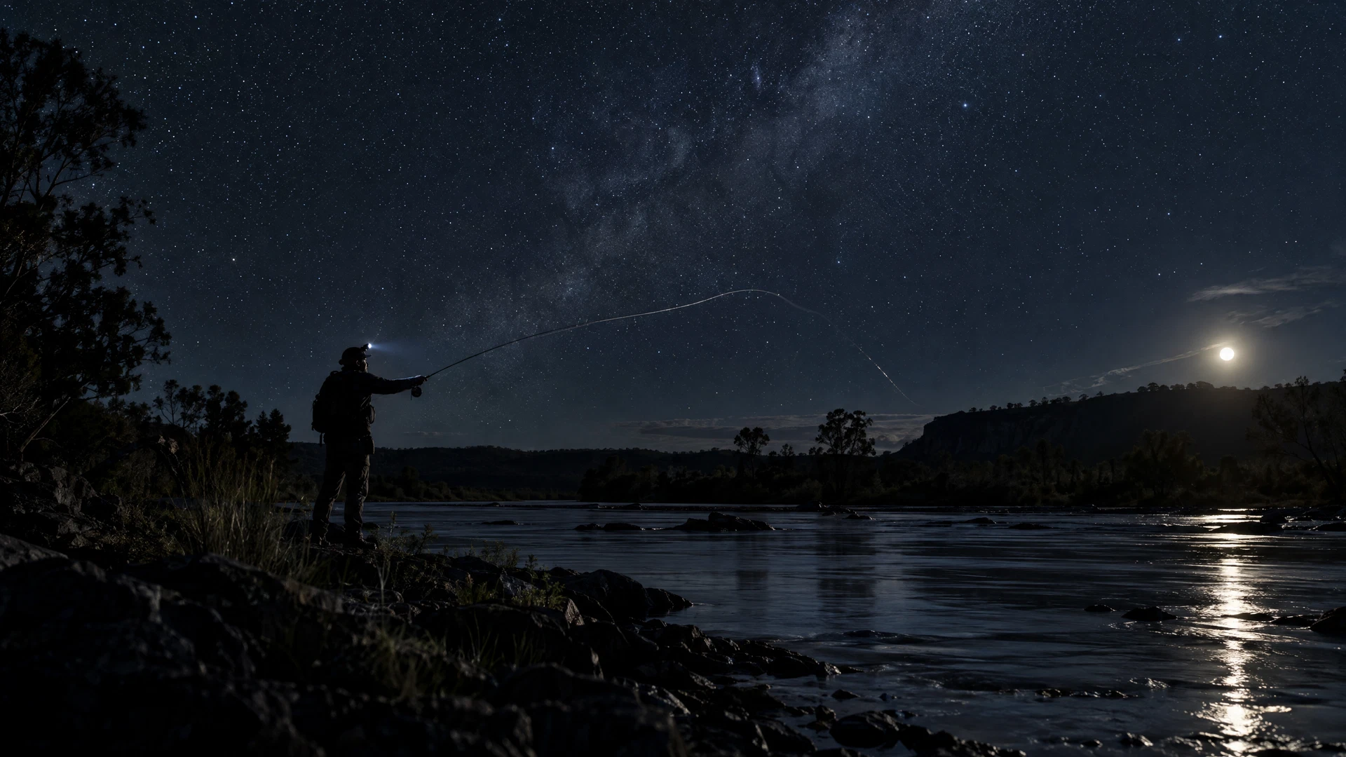 A late cast under a dark sky: the quiet hours ask for patience more than noise.
