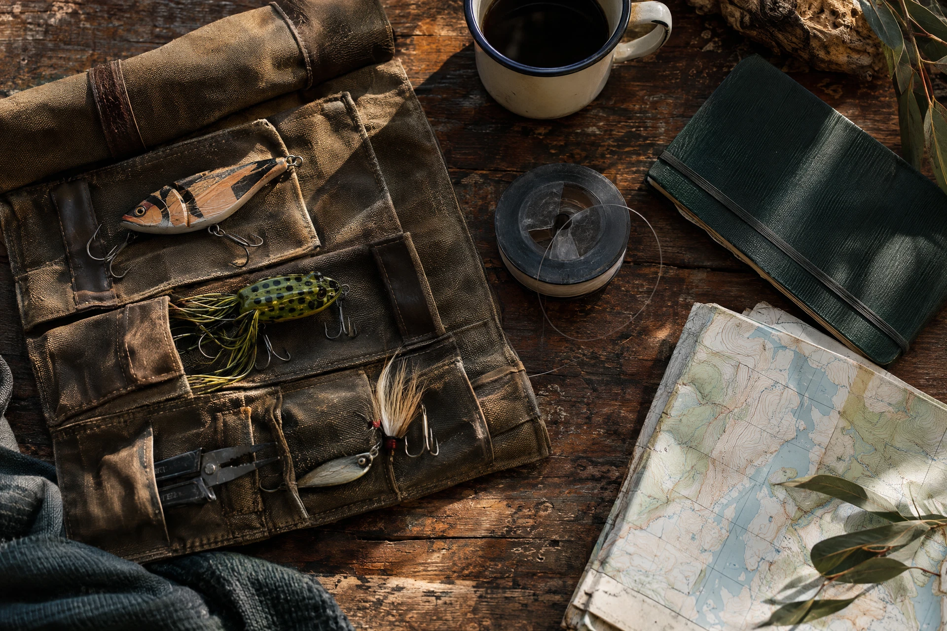 A small field kit: simple surface lures, good leader and just enough room for the weather to change.